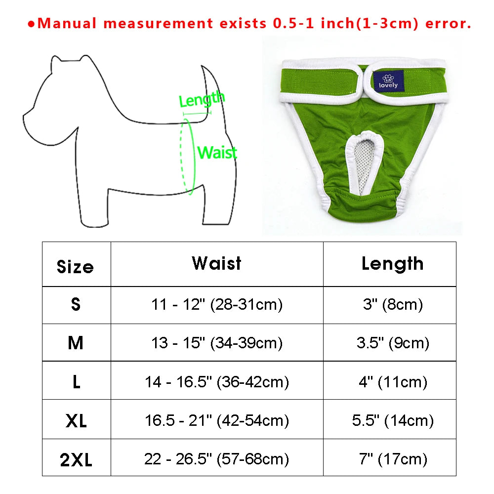 Soft Dog Diaper Pant Reusable Physiological Pants Washable Female Male Dogs Shorts Absorbent Pets Underwear Sanitary Panties