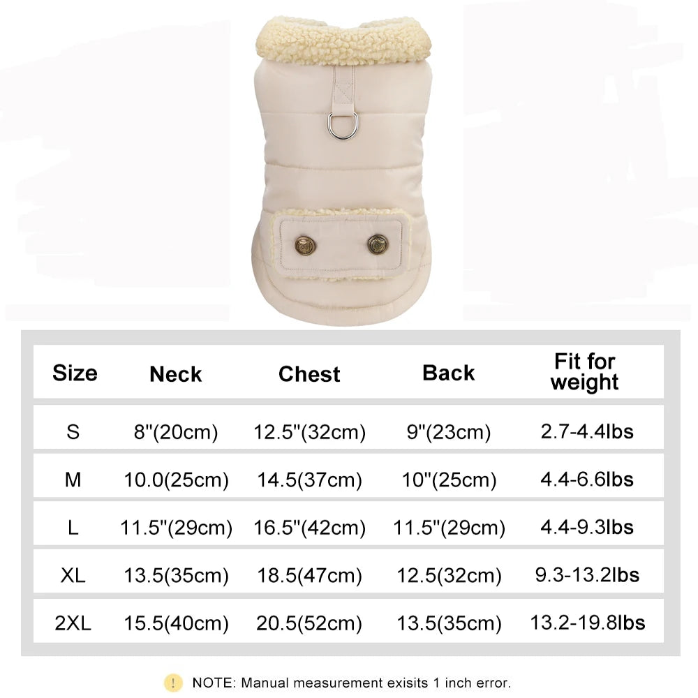 Winter Pet Jacket Clothes Super Warm Small Dogs Clothing With Fur Collar Cotton Pet Outfits French Bulldog Chihuahua Coat Vest