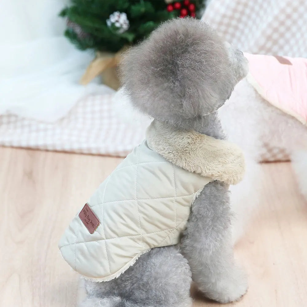 Winter Pet Jacket Clothes Super Warm Small Dogs Clothing With Fur Collar Cotton Pet Outfits French Bulldog Chihuahua Coat Vest