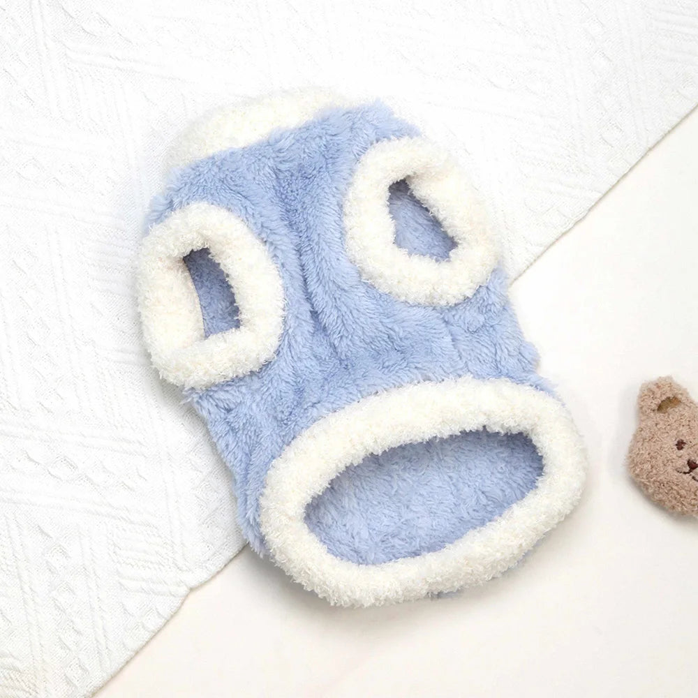 Winter Warm Dog Clothes Soft Coral Fleece Pet Dog Vest Pajamas Cute Puppy Clothing For Small Medium Dogs Cats Yorkshire Teddy