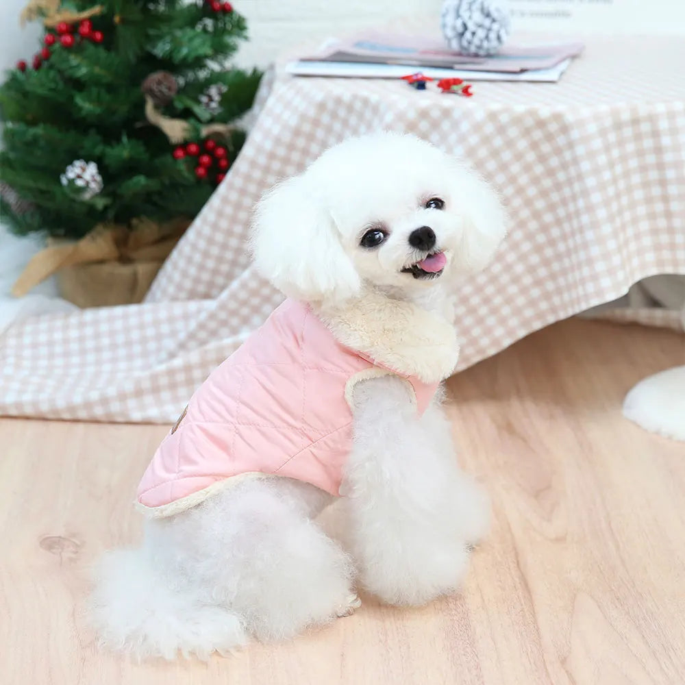 Winter Pet Jacket Clothes Super Warm Small Dogs Clothing With Fur Collar Cotton Pet Outfits French Bulldog Chihuahua Coat Vest