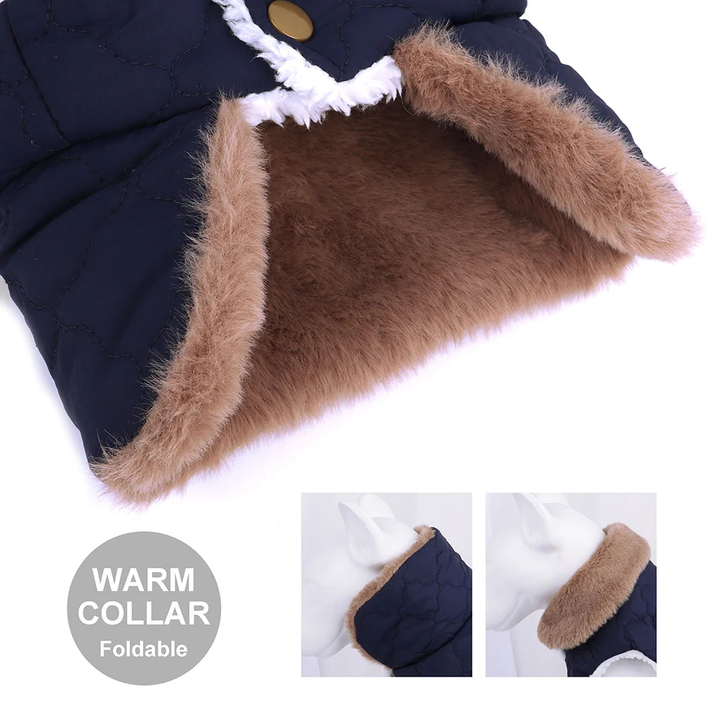Winter Pet Jacket Clothes Super Warm Small Dogs Clothing With Fur Collar Cotton Pet Outfits French Bulldog Chihuahua Coat Vest