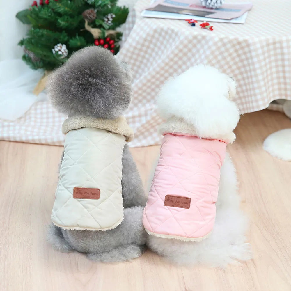 Winter Pet Jacket Clothes Super Warm Small Dogs Clothing With Fur Collar Cotton Pet Outfits French Bulldog Chihuahua Coat Vest