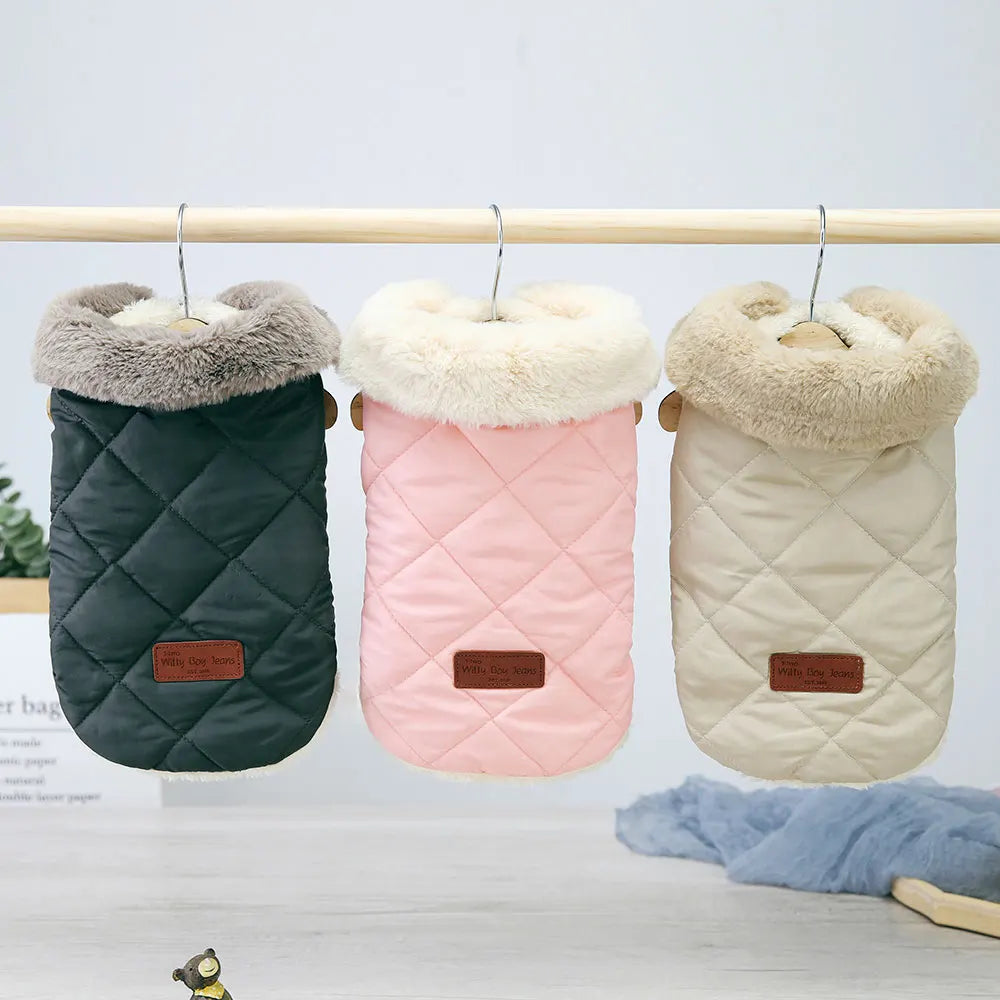 Winter Pet Jacket Clothes Super Warm Small Dogs Clothing With Fur Collar Cotton Pet Outfits French Bulldog Chihuahua Coat Vest