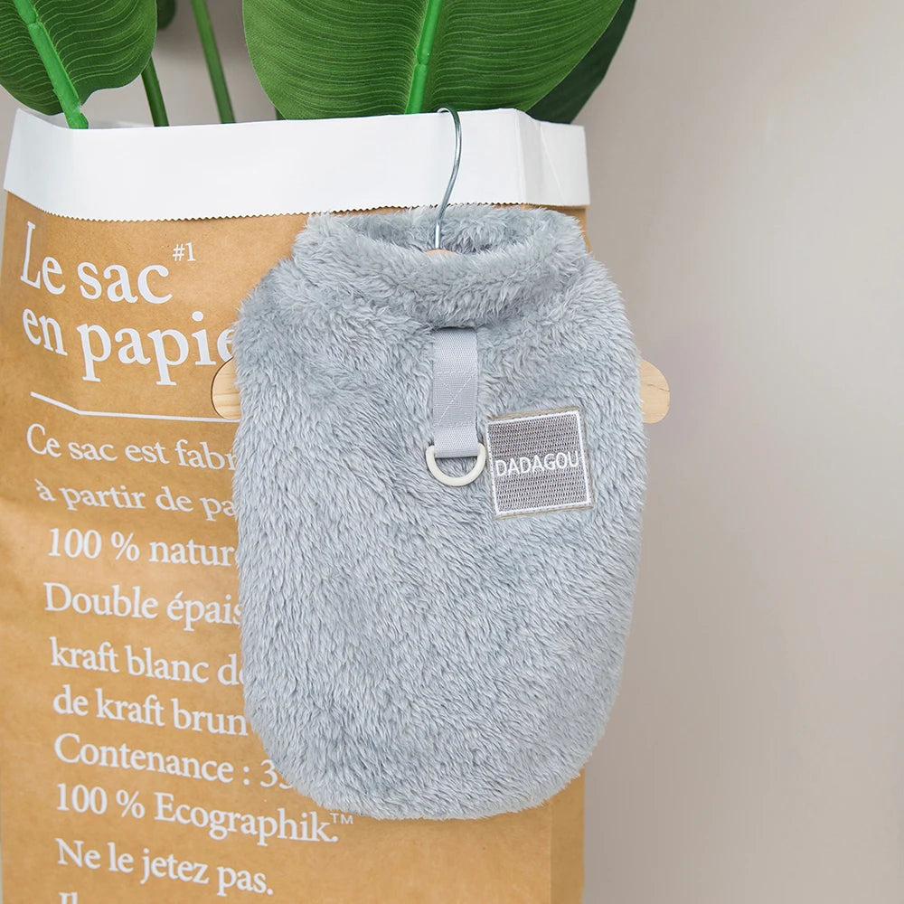 Warm Fur Dog Clothes Cute Puppy Cat T-Shirt Soft Plush Pet Clothing Small Medium Dogs Outfit For Cats Yorkshire Shih Tzu Perro