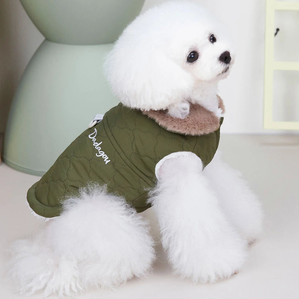 Winter Pet Jacket Clothes Super Warm Small Dogs Clothing With Fur Collar Cotton Pet Outfits French Bulldog Chihuahua Coat Vest