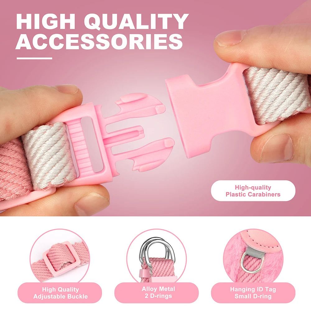 Warm Plush Padded Dog Harness Winter Dog Harnesses Vest Adjustable Pet Vests Soft For Small Medium Large Dogs Bulldog Pug Pink
