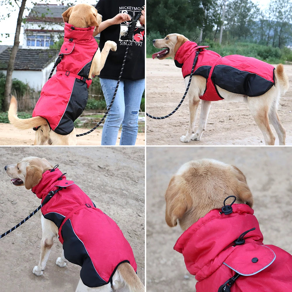 Winter Warm Big Dog Clothes Jacket Waterproof Large Dog Coat Vest Reflective Pet Raincoat Clothing For Medium Large Dogs XL-6XL