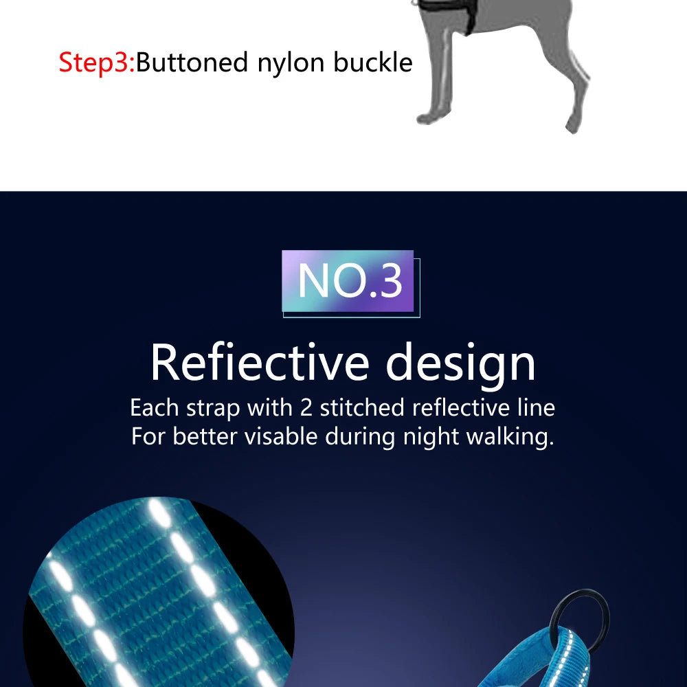 No Pull Dog Harness Warm Nylon Dog Harness Reflective Pet Vest Padded Strap Harnesses For Small Medium Large Dogs Pitbull Buldog