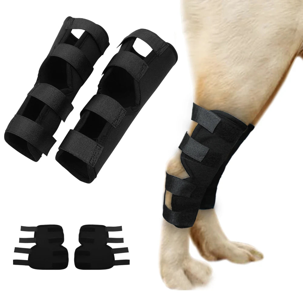 2pcs/pair Dog Injury Knee Pad Rear Leg Hock Joint Brace Pet Canine Back Legs Support Dogs Ankle Safety Heal Band Wrap Protector