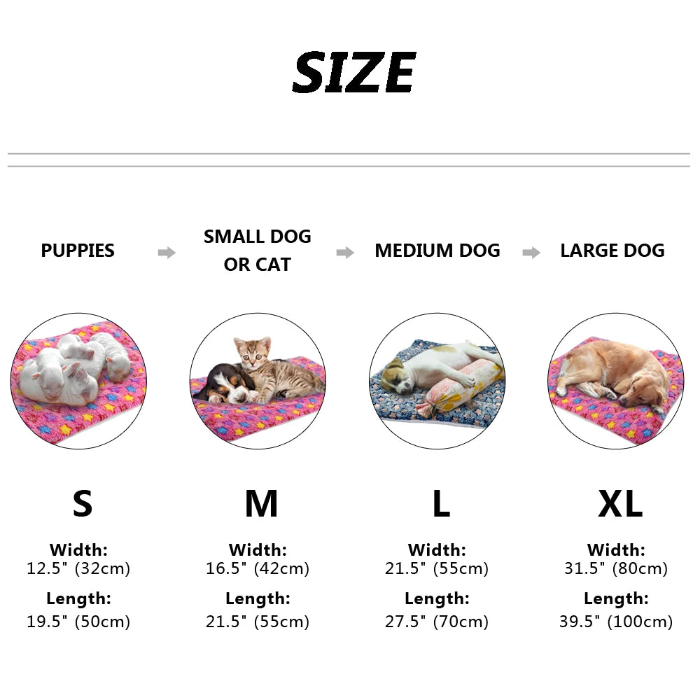 Thick Dog Bed Mat Soft Fleece Dogs Cushion Mattress Warm Winter Pet Sleeping Beds Kennel for Small Large Dogs 2 Sides Washable