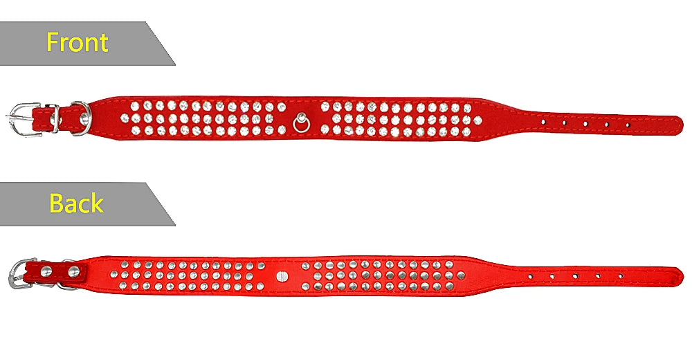 Rhinestone Dog Collar 3 Rows Suede Leather Diamante Cat Puppy Collars 5 Colors For Small Medium Dogs Chihuahua Yorkshire