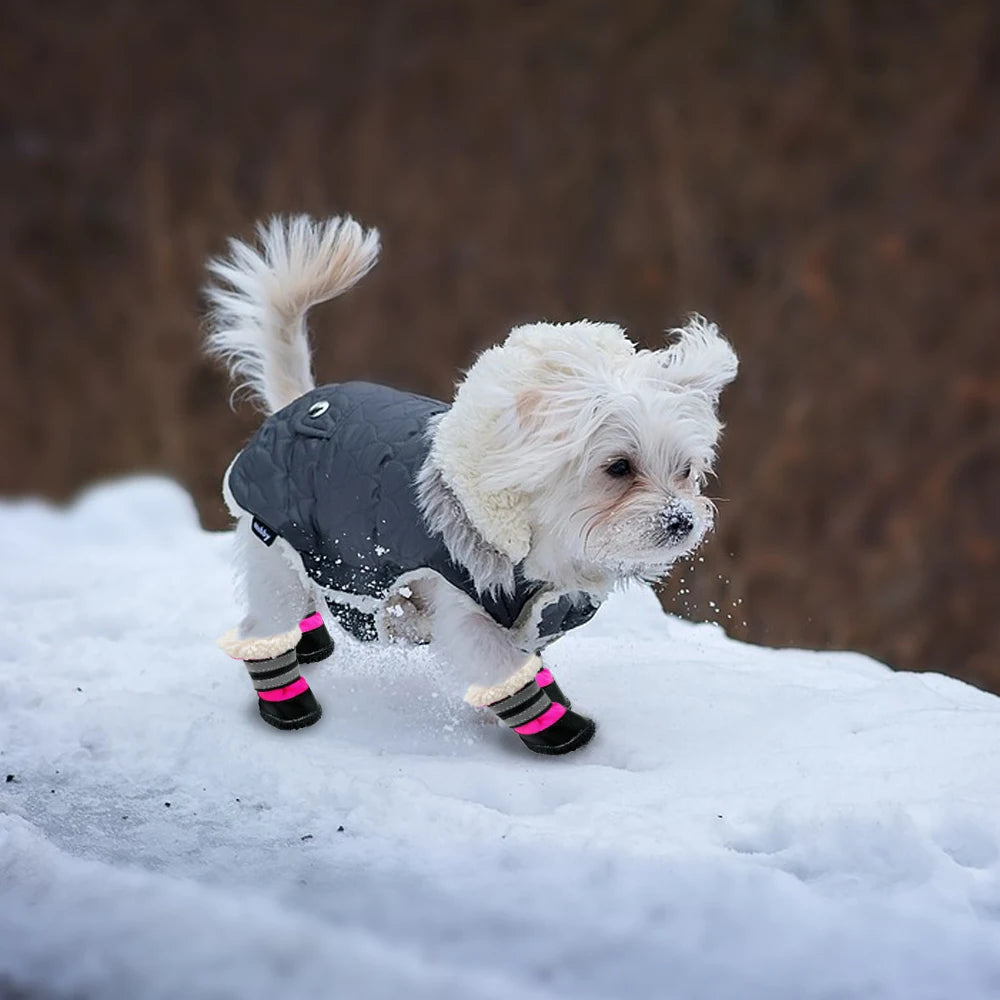 Winter Dog Shoes Waterproof Boots Pet Shoes Socks For Small Medium Dogs Non-slip Dog Shoe Bootie Snow Boots Reflective