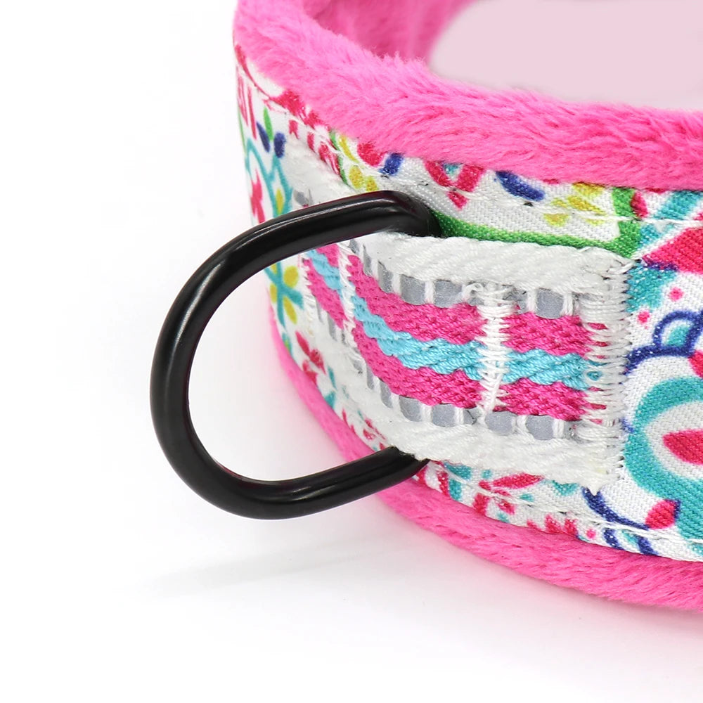 Reflective Dog Harness Nylon Soft Padded Pet Vest Warm Winter Dogs Harnesses Colorful Print Pitbull Small Large Dogs With Handle