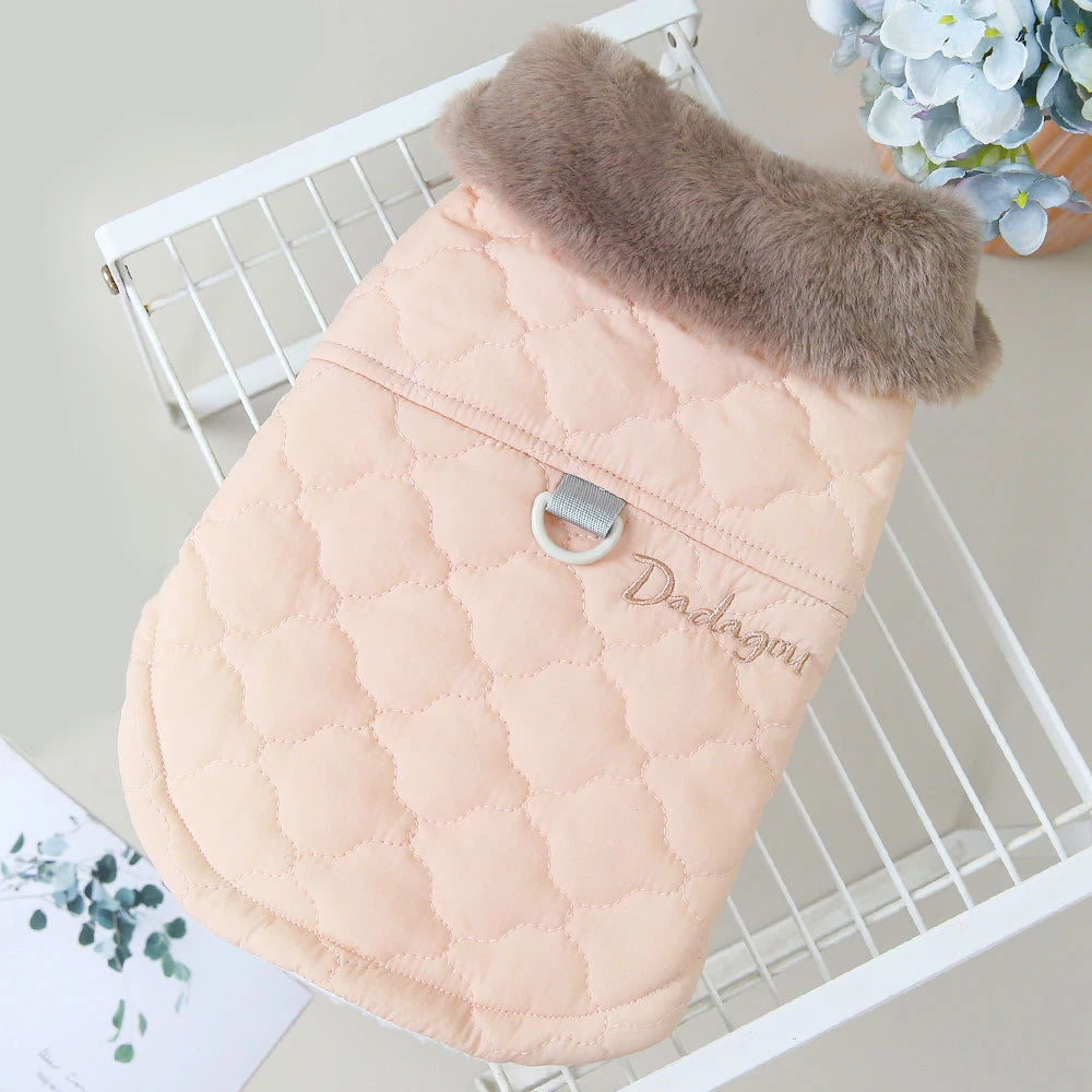 Warm Fleece Dog Clothes Windproof Winter Dog Jacket Coat Pet Puppy Vest Clothing with Fur Collar for Small Medium Dogs Chihuahua