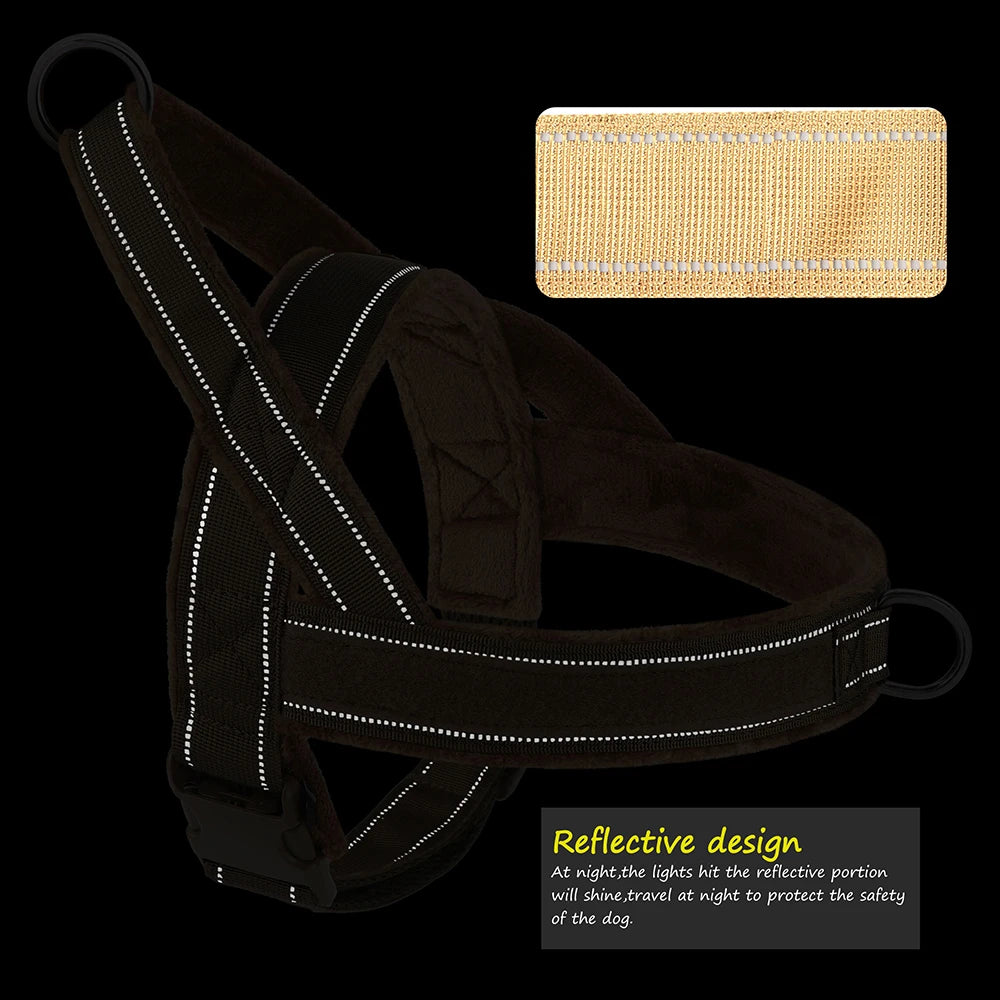 Military Soft Lining Dog Harness Reflective Durable Nylon Dog Harness No Pull Tactical Dogs Pet Vest for Medium Large Dogs XL