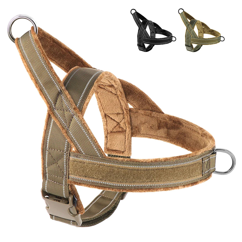 Military Soft Lining Dog Harness Reflective Durable Nylon Dog Harness No Pull Tactical Dogs Pet Vest for Medium Large Dogs XL