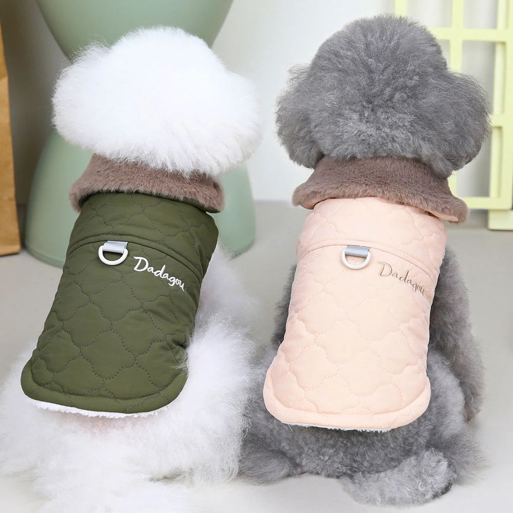 Warm Fleece Dog Clothes Windproof Winter Dog Jacket Coat Pet Puppy Vest Clothing with Fur Collar for Small Medium Dogs Chihuahua