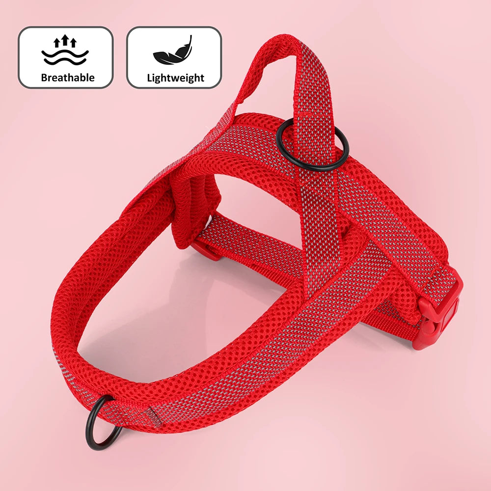 No Pull Nylon Dog Harness Reflective Dog Harnesses Mesh Breathable Pet Vests Quick Control for Small Medium Large Dogs Bulldog