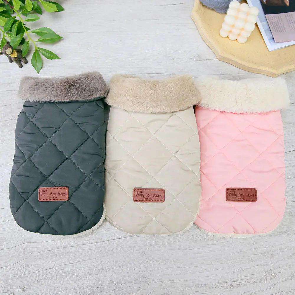 Warm Fleece Dog Clothes Windproof Winter Dog Jacket Coat Pet Puppy Vest Clothing with Fur Collar for Small Medium Dogs Chihuahua