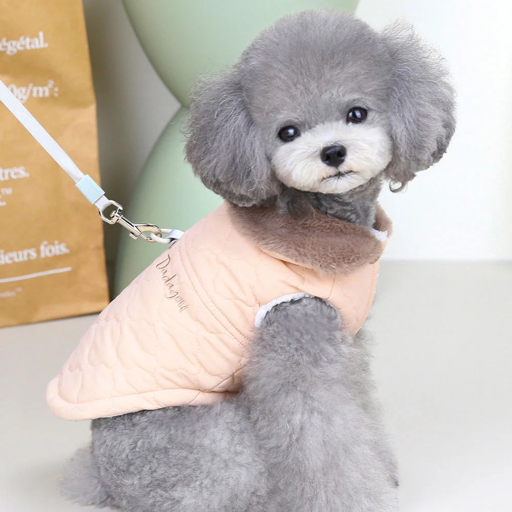 Warm Fleece Dog Clothes Windproof Winter Dog Jacket Coat Pet Puppy Vest Clothing with Fur Collar for Small Medium Dogs Chihuahua