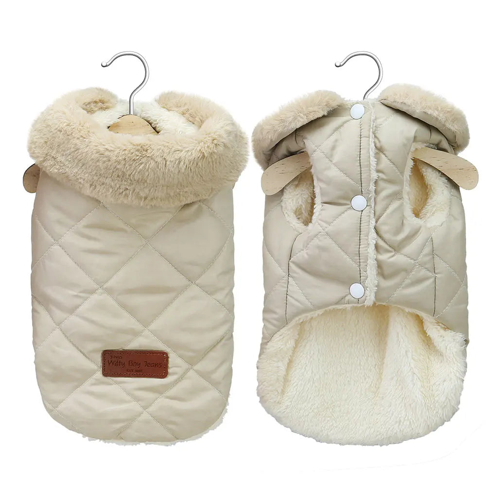 Warm Fleece Dog Clothes Windproof Winter Dog Jacket Coat Pet Puppy Vest Clothing with Fur Collar for Small Medium Dogs Chihuahua