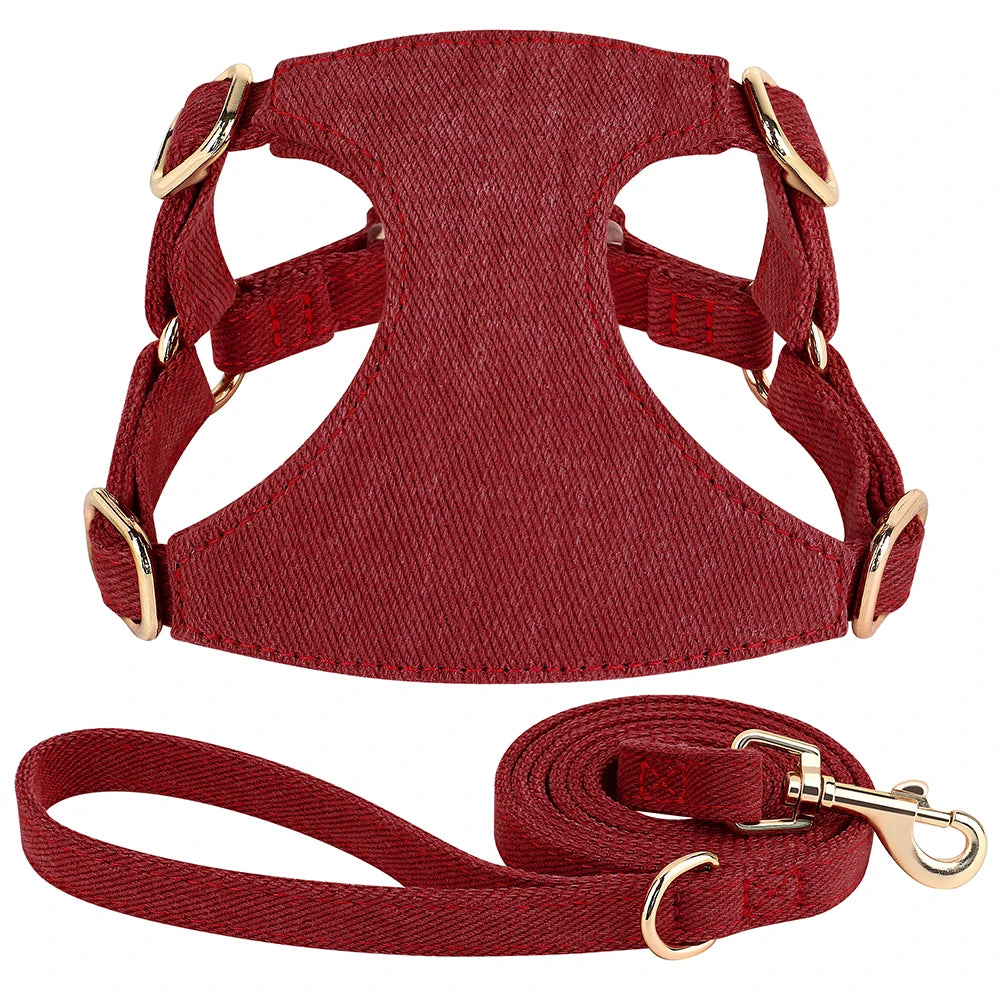 Cotton Dog Harness Leash Set Cute Small Dogs Puppy Cat Mesh Pet Harness with Walking Lead Stripe Puppy Vest for Chihuahua Yorkie