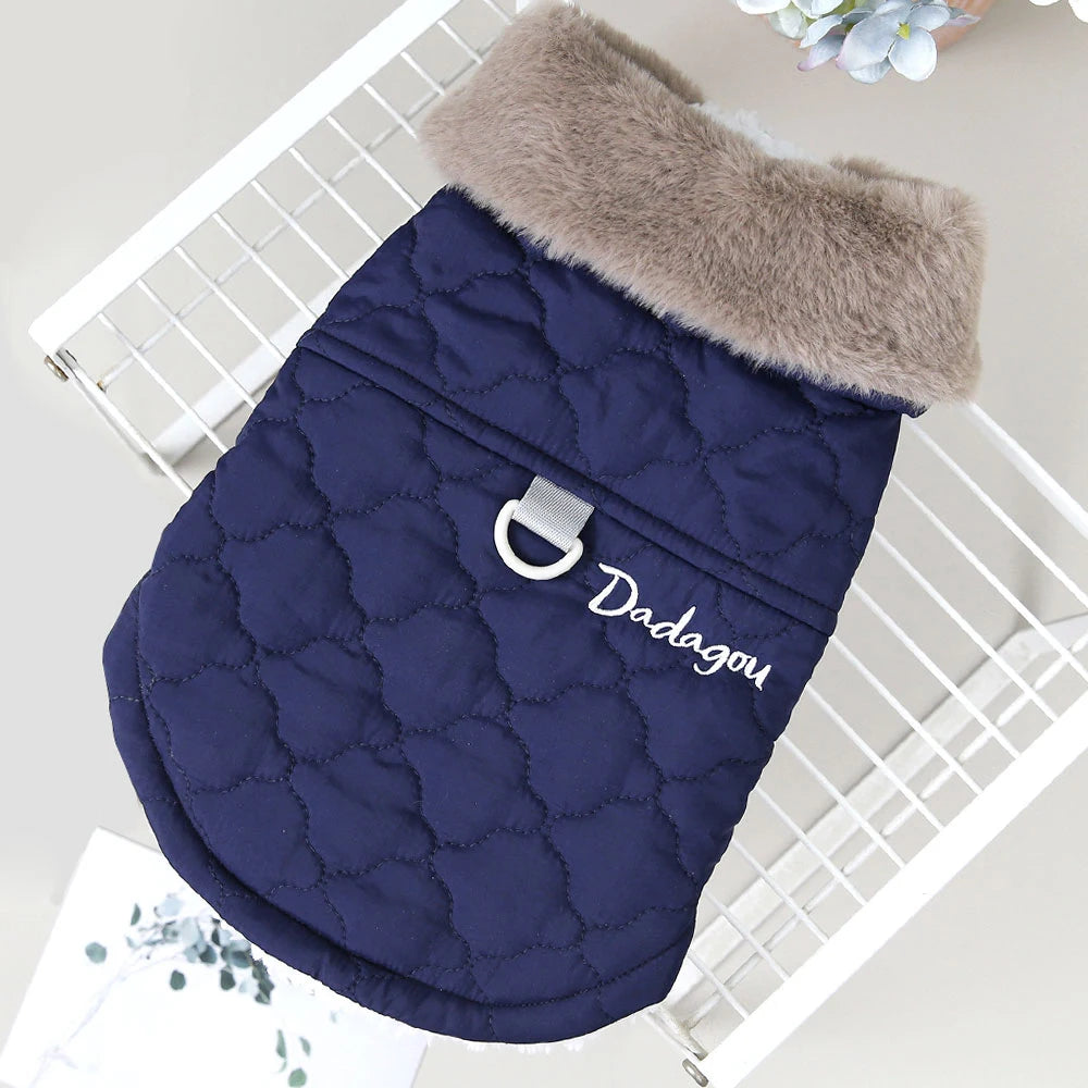 Warm Fleece Dog Clothes Windproof Winter Dog Jacket Coat Pet Puppy Vest Clothing with Fur Collar for Small Medium Dogs Chihuahua