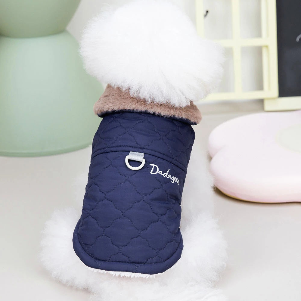 Warm Fleece Dog Clothes Windproof Winter Dog Jacket Coat Pet Puppy Vest Clothing with Fur Collar for Small Medium Dogs Chihuahua