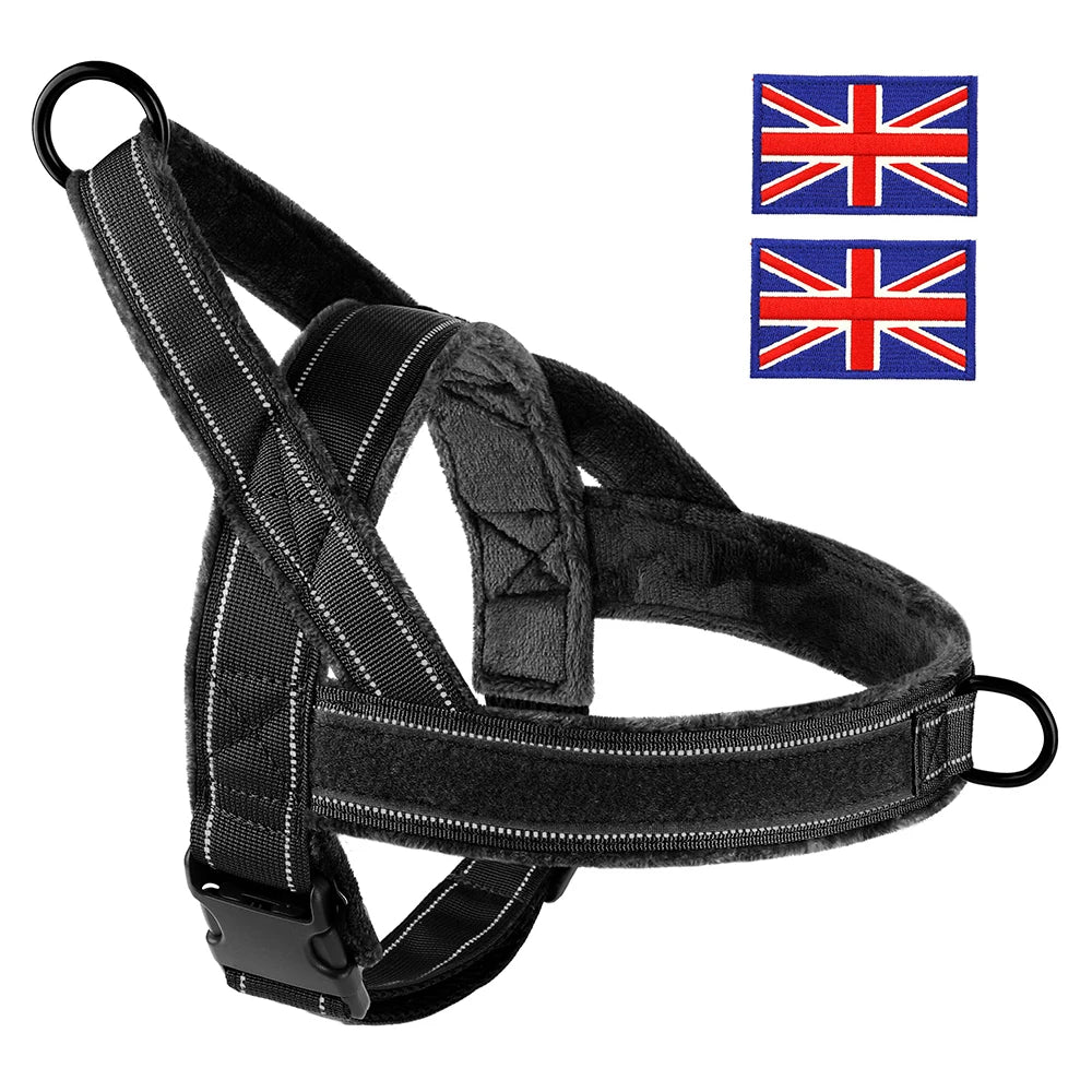 Military Soft Lining Dog Harness Reflective Durable Nylon Dog Harness No Pull Tactical Dogs Pet Vest for Medium Large Dogs XL