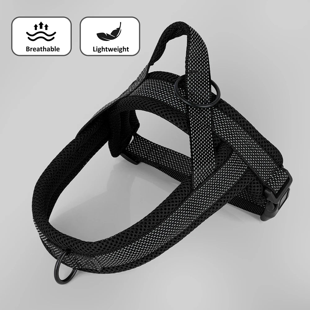 No Pull Nylon Dog Harness Reflective Dog Harnesses Mesh Breathable Pet Vests Quick Control for Small Medium Large Dogs Bulldog