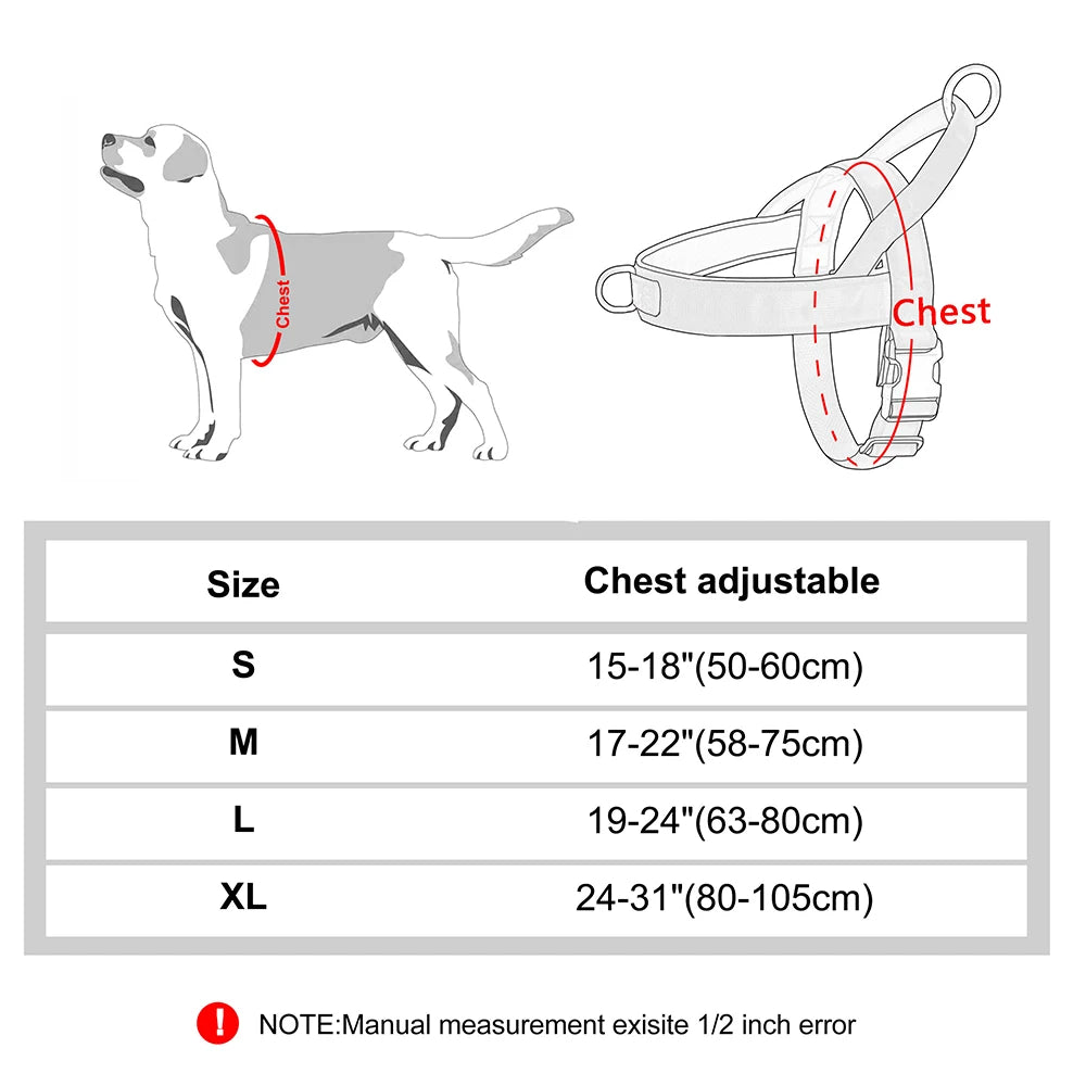 Military Soft Lining Dog Harness Reflective Durable Nylon Dog Harness No Pull Tactical Dogs Pet Vest for Medium Large Dogs XL