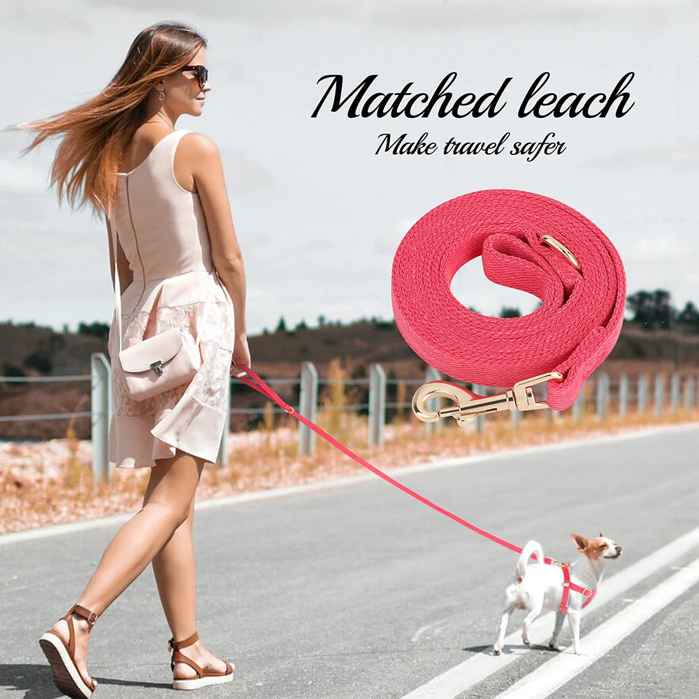 Cotton Dog Harness Leash Set Cute Small Dogs Puppy Cat Mesh Pet Harness with Walking Lead Stripe Puppy Vest for Chihuahua Yorkie