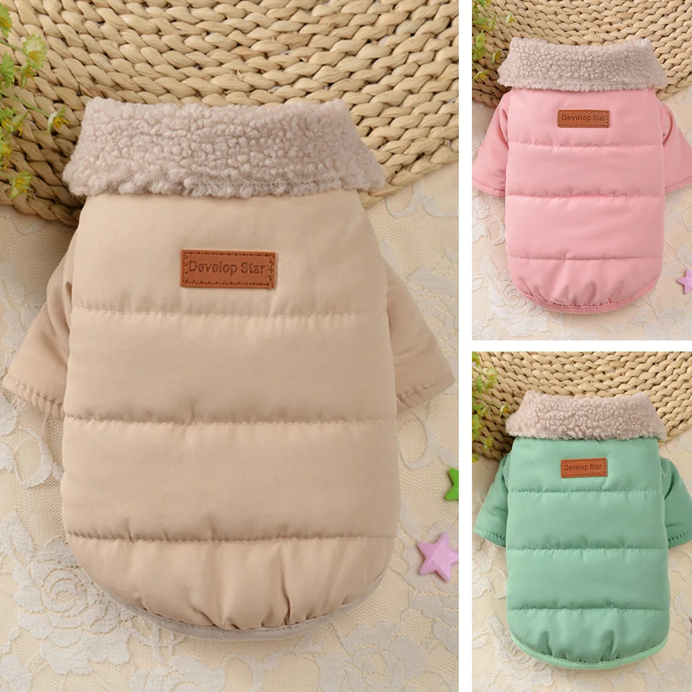 Warm Winter Dog Clothes Fur Collar Dogs Clothing Jacket Outdoor Thick Pet Puppy Coat for Small Medium Dogs Yorkshire Chihuahua