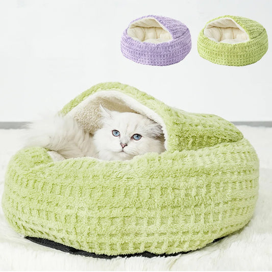 Warm Cotton Cat Bed Cave Soft Small Dog Cats Nest Cushion Pet Deep Sleep Shell House Non-slip Kennel For Cats Kitten Small Dogs