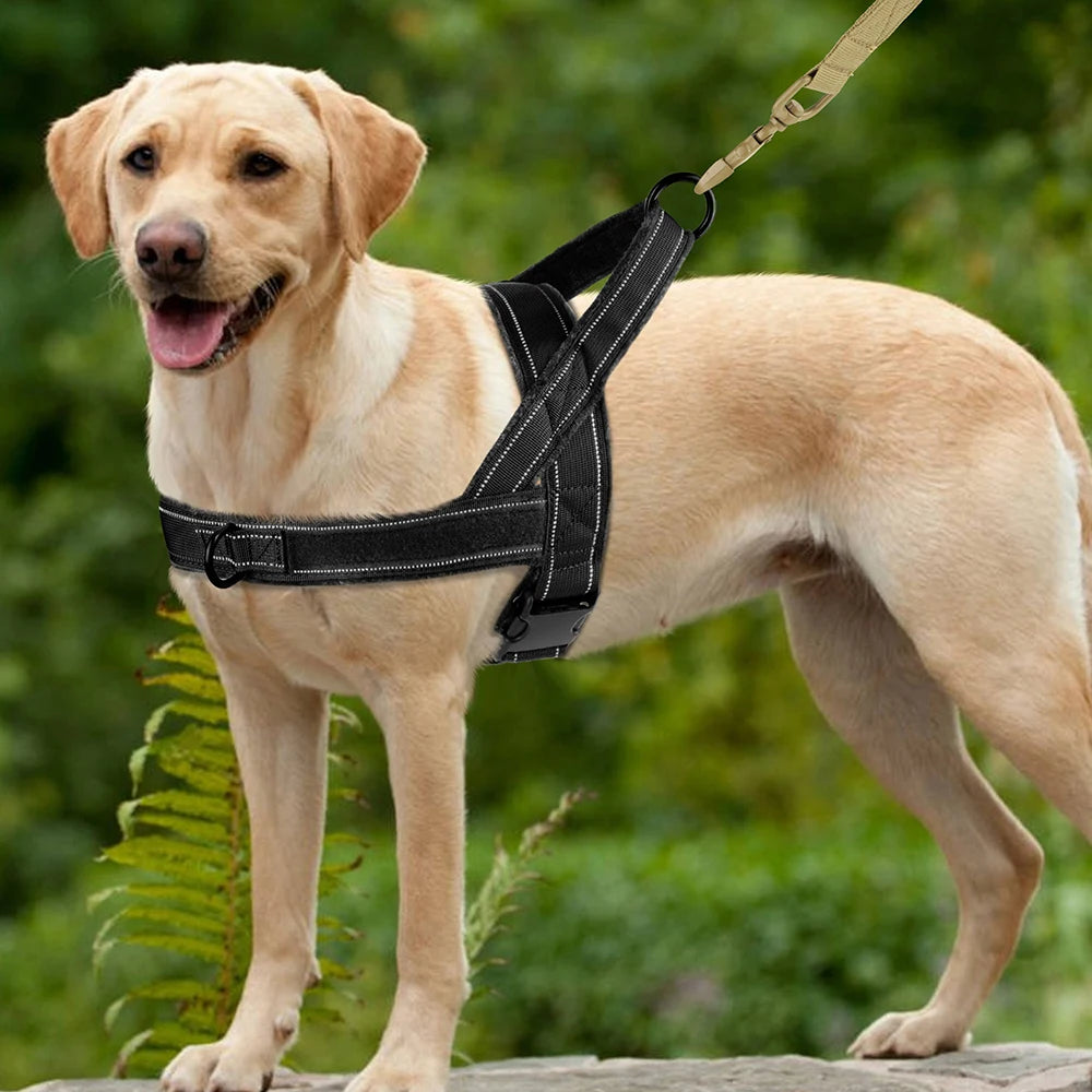 Military Soft Lining Dog Harness Reflective Durable Nylon Dog Harness No Pull Tactical Dogs Pet Vest for Medium Large Dogs XL