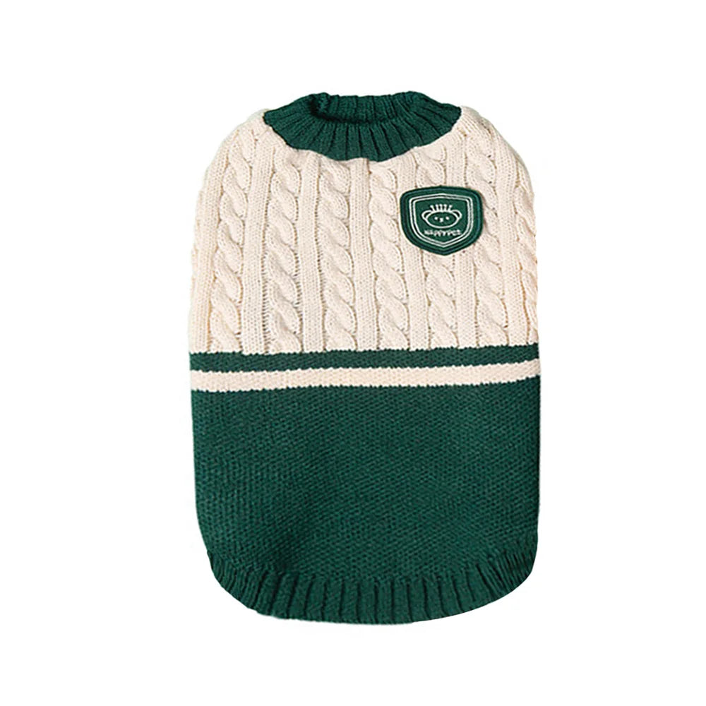 Warm Dog Knitted Sweater College Style Dog Puppy Clothing Costumes Pet Cat Pullover Outfit for Small Medium Dogs Schnauzer Teddy