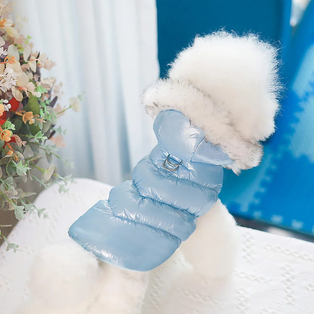 Super Warm Dog Clothes Waterproof Winter Dog Hoodie Outfit Pet Jacket Clothing Windproof Coat With Fur for Small Medium Dogs Pug