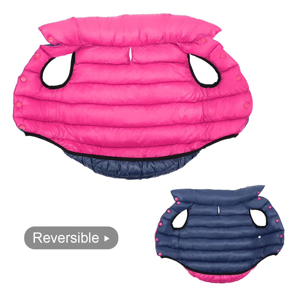 Warm Winter Dog Clothes Vest Reversible Dogs Jacket Coat 3 Layer Thick Pet Clothing Waterproof Outfit for Small Large Dogs