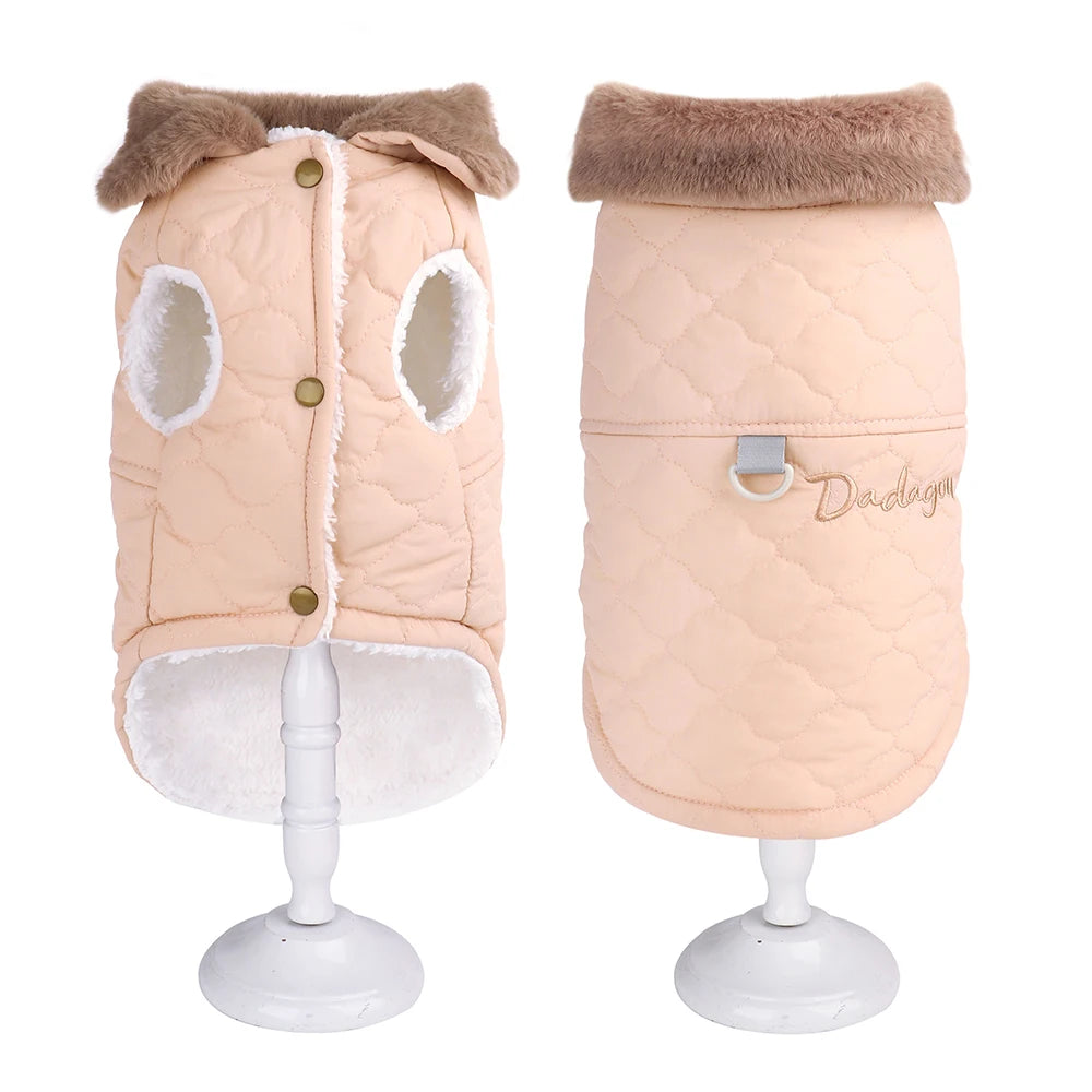 Warm Fleece Dog Clothes Windproof Winter Dog Jacket Coat Pet Puppy Vest Clothing with Fur Collar for Small Medium Dogs Chihuahua