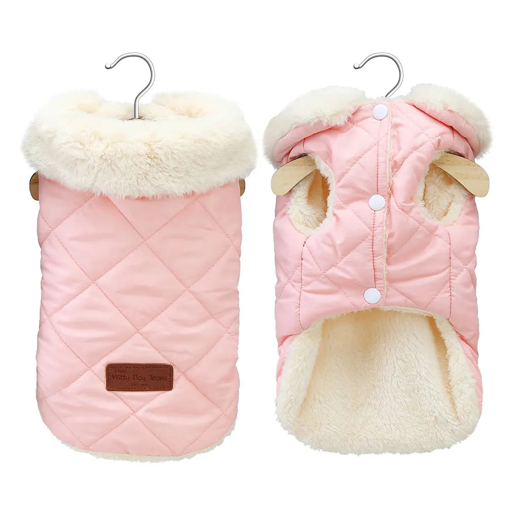 Warm Fleece Dog Clothes Windproof Winter Dog Jacket Coat Pet Puppy Vest Clothing with Fur Collar for Small Medium Dogs Chihuahua